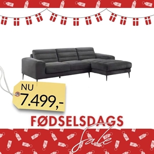 Chaise sofa model Texas Højrerevendt - sort Charcoal